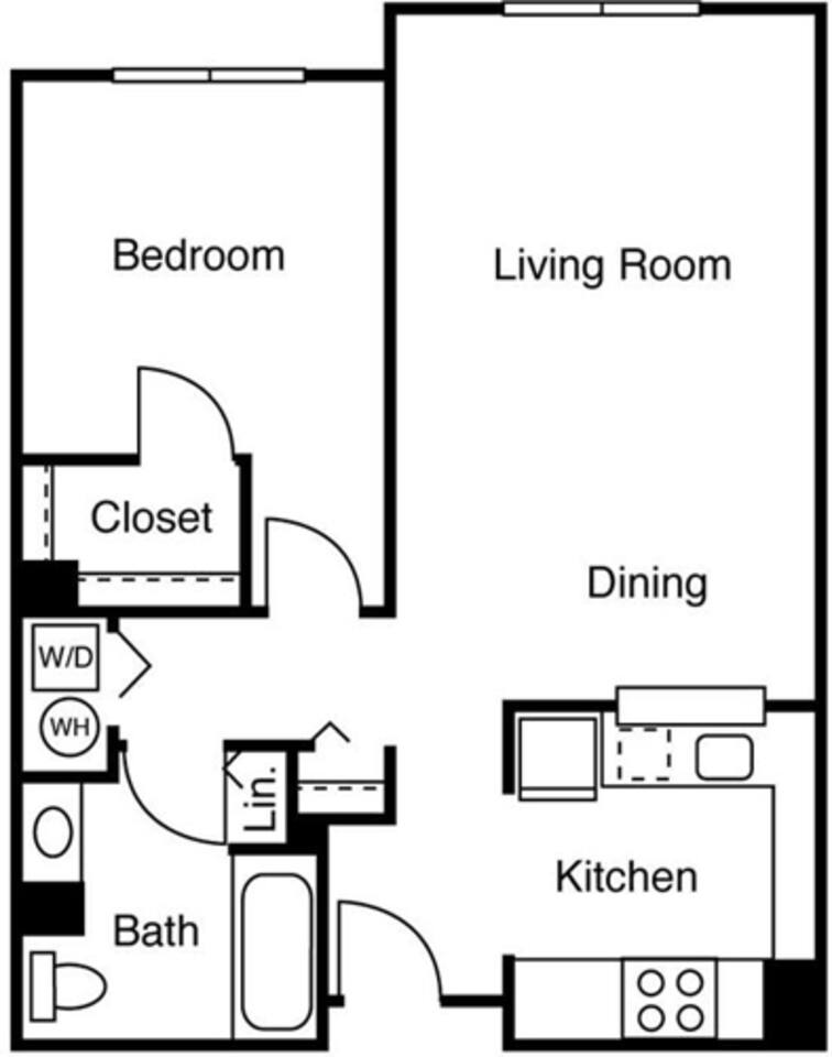 Floorplan diagram for 1 Bedroom H, showing 1 bedroom