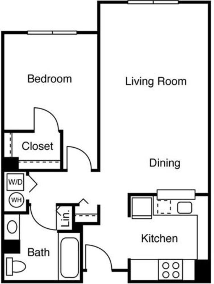 Floorplan diagram for 1 Bedroom J, showing 1 bedroom