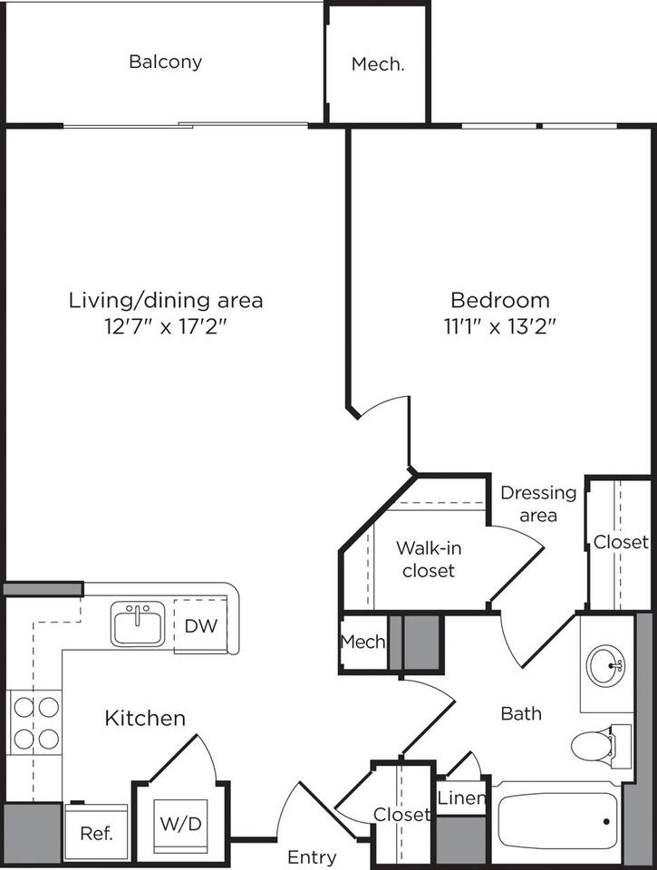 Floorplan diagram for 1 Bedroom C, showing 1 bedroom