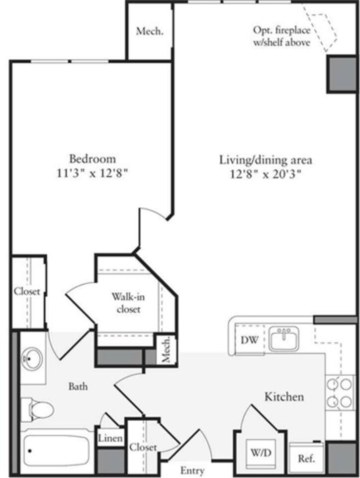 Floorplan diagram for 1 Bedroom G, showing 1 bedroom