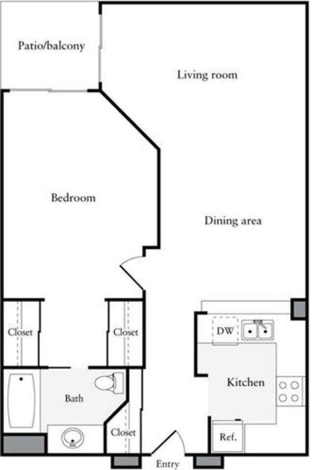 Floorplan diagram for 1 Bedroom A, showing 1 bedroom