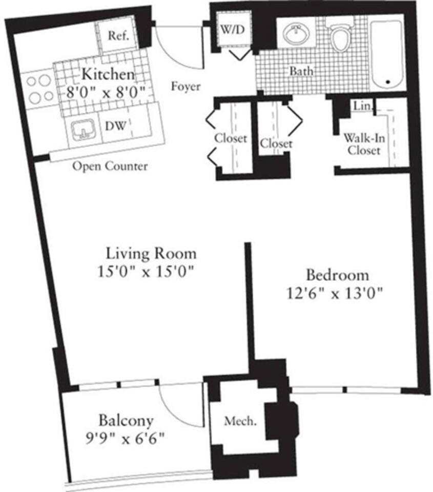 Floorplan diagram for 1 Bedroom A, showing 1 bedroom