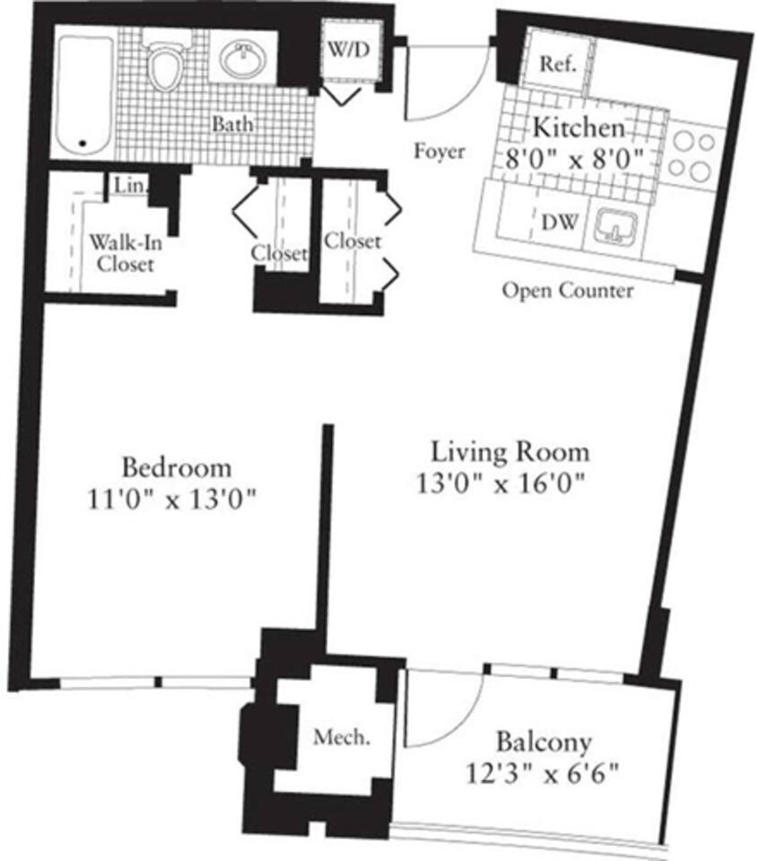 Floorplan diagram for 1 Bedroom C, showing 1 bedroom