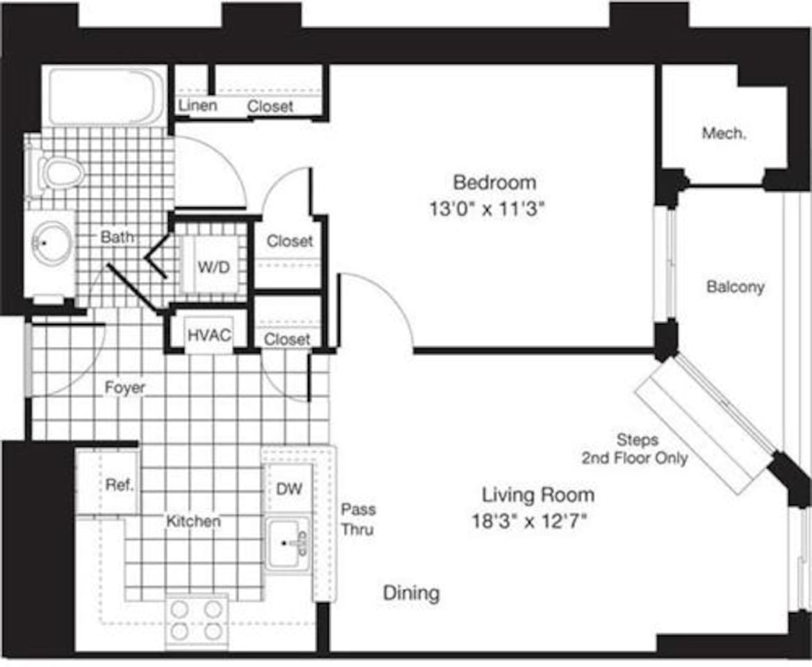 Floorplan diagram for 1 Bedroom C, showing 1 bedroom