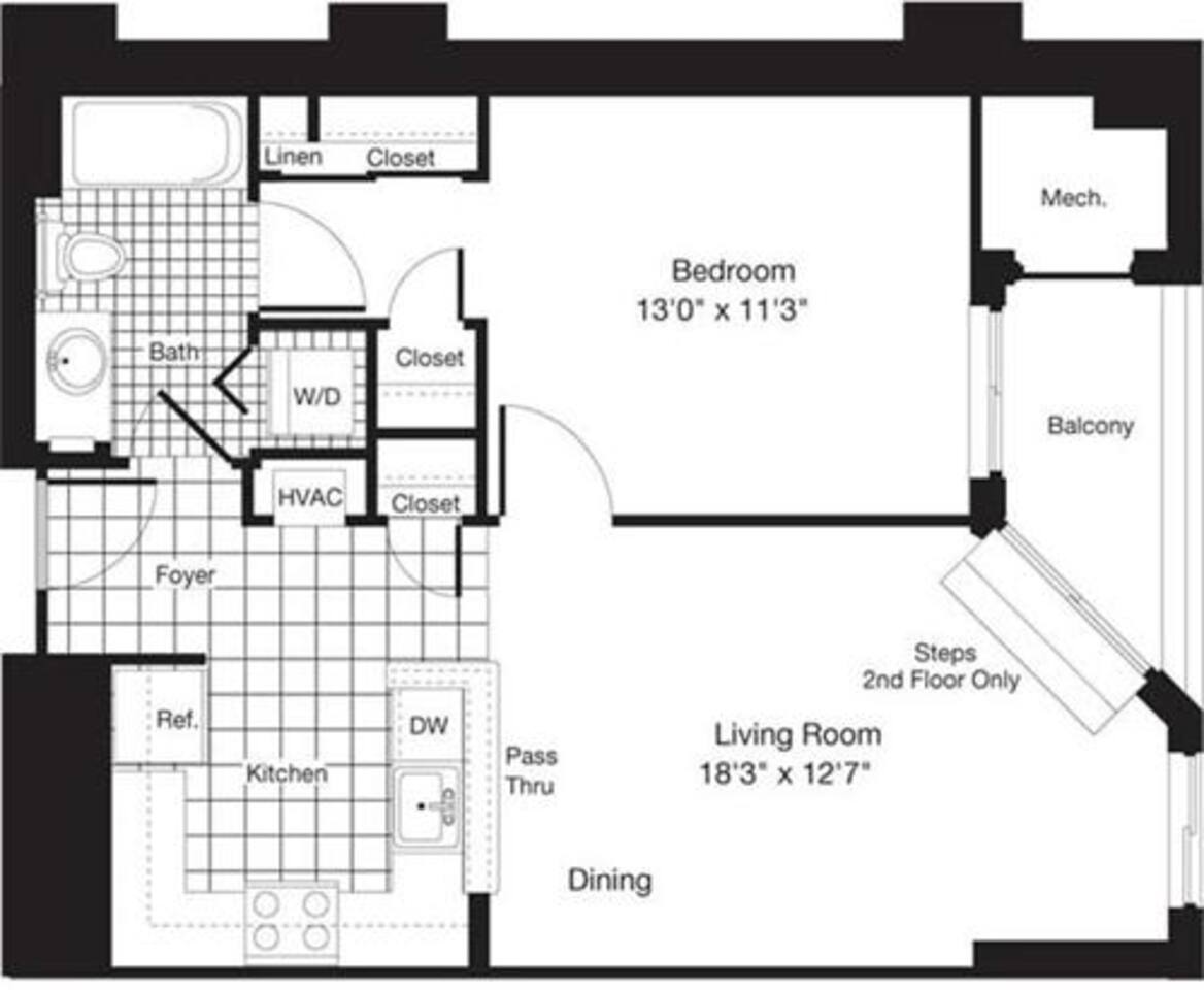 Floorplan diagram for 1 Bedroom K, showing 1 bedroom