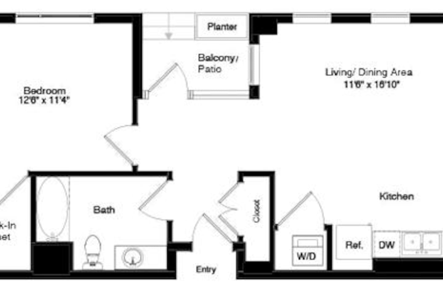 Floorplan diagram for Podium A4, showing 1 bedroom