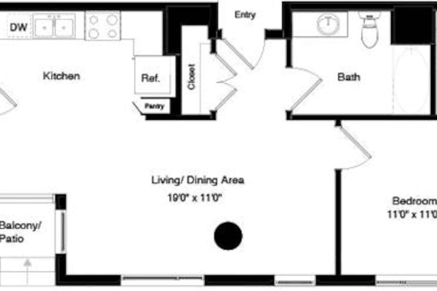 Floorplan diagram for Podium A8, showing 1 bedroom