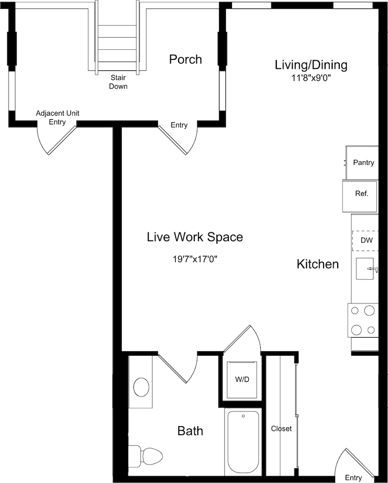 Floorplan diagram for F1, showing Studio