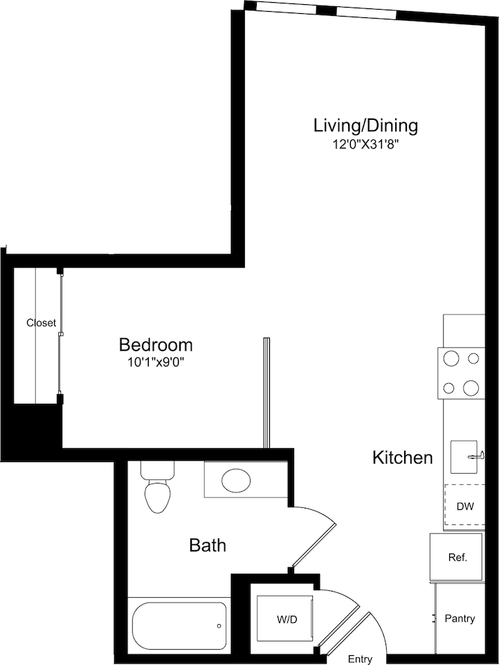 Floorplan diagram for S1 - Angled, showing Studio