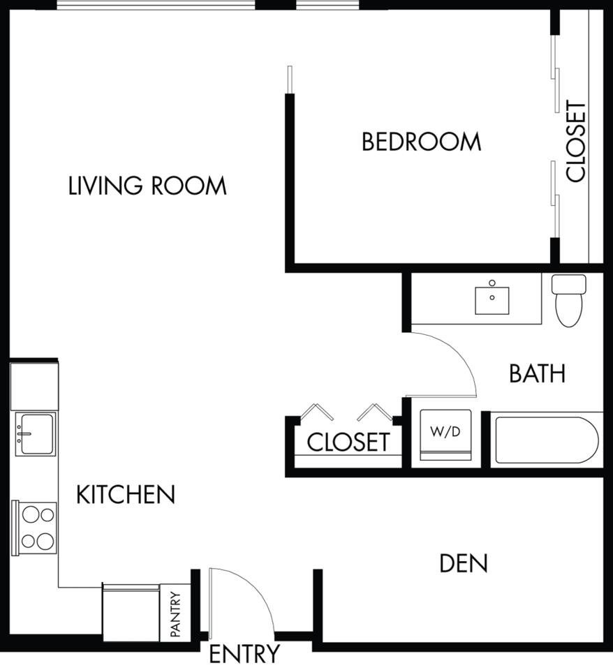 Floorplan diagram for 1.1d, showing 1 bedroom