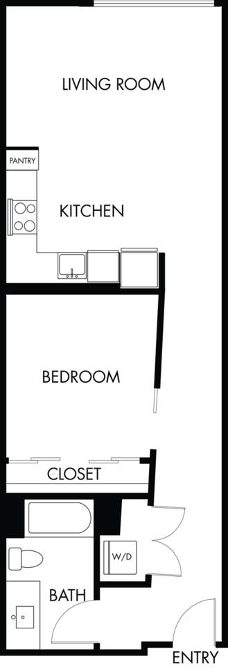 Floorplan diagram for O1.1, showing 1 bedroom