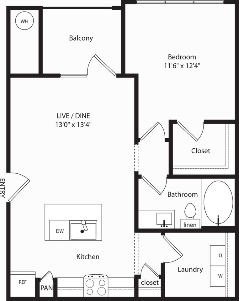 Floorplan diagram for A1, showing 1 bedroom