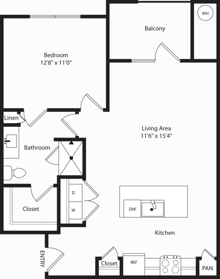 Floorplan diagram for A2, showing 1 bedroom