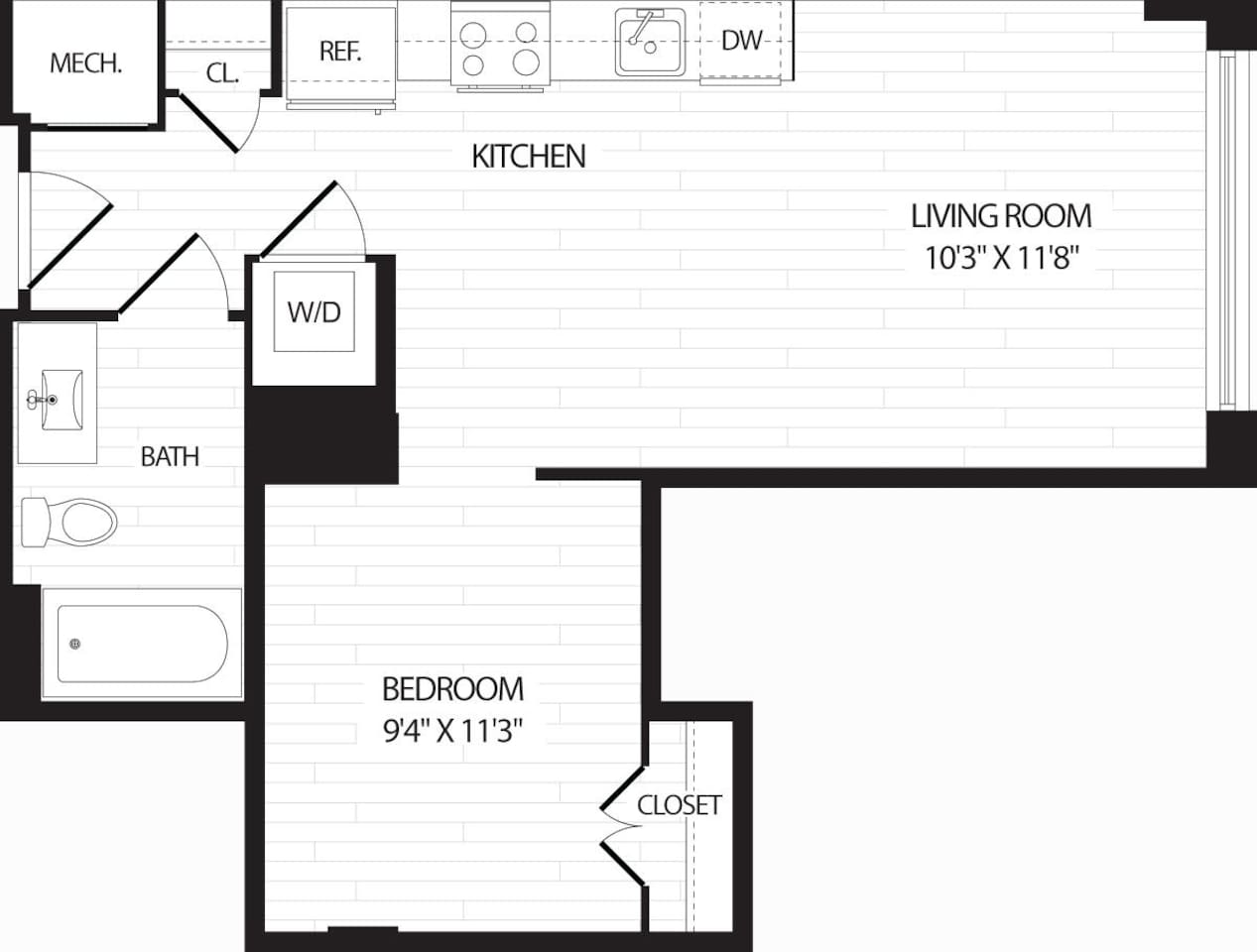 Floorplan diagram for A1, showing Studio