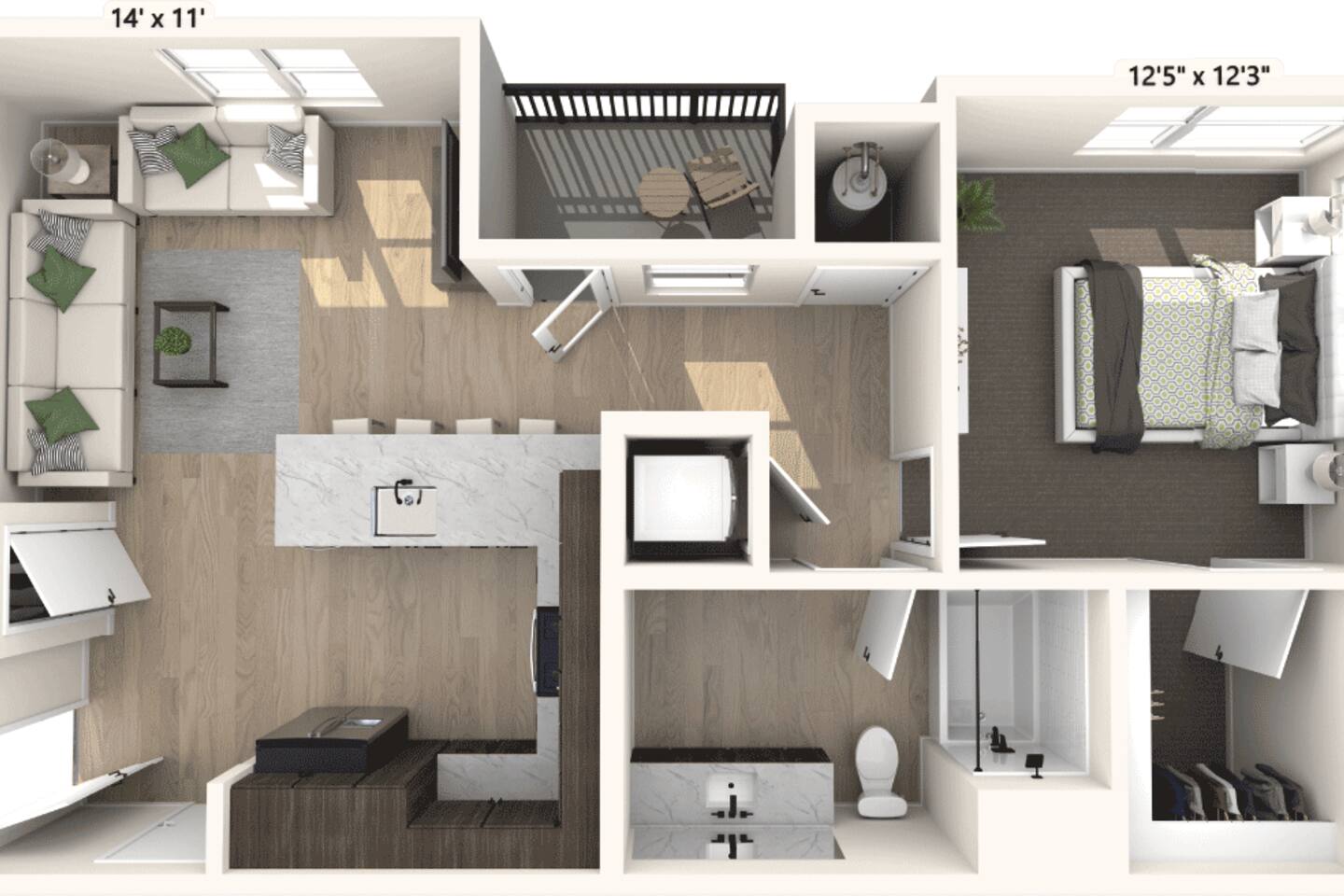 Floorplan diagram for Del Mar, showing 1 bedroom