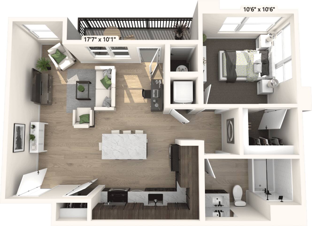 Floorplan diagram for Newport, showing 1 bedroom