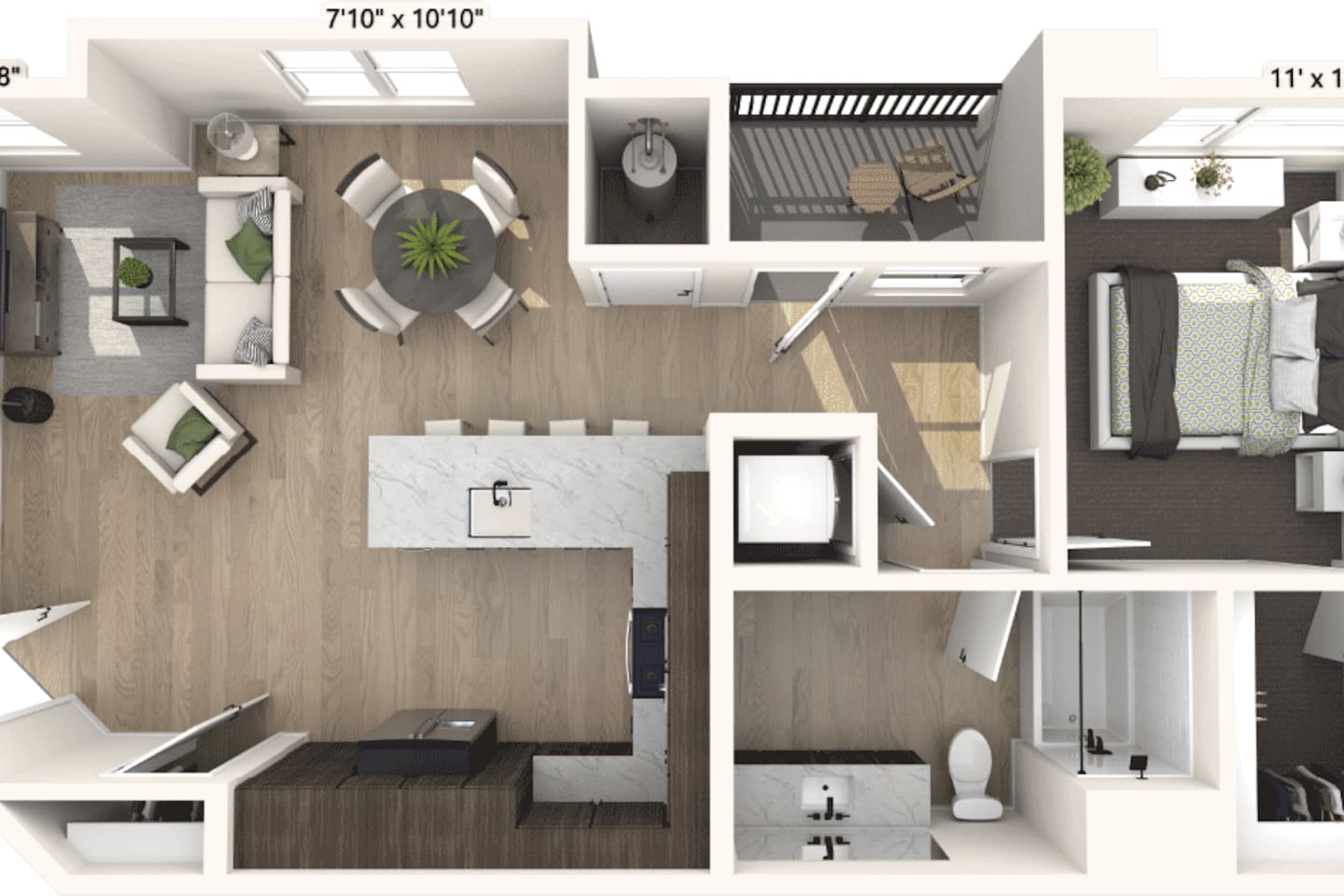Floorplan diagram for Ponto, showing 1 bedroom