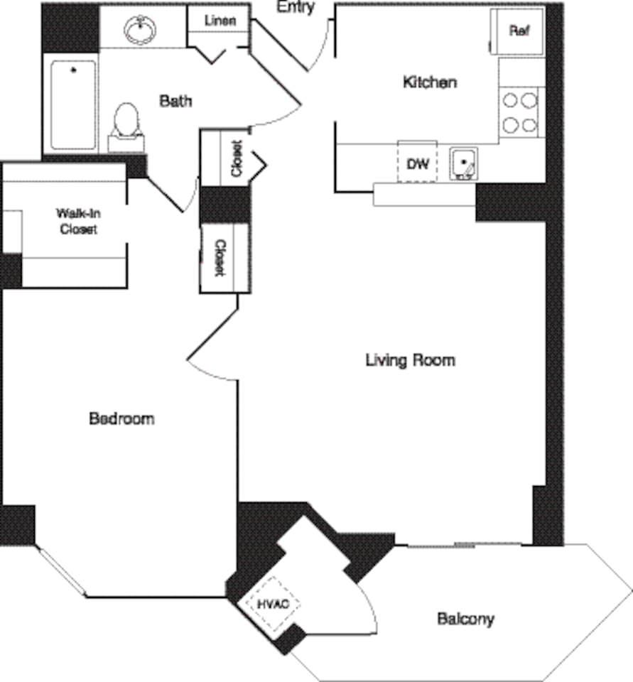 Floorplan diagram for Palm (D), showing 1 bedroom