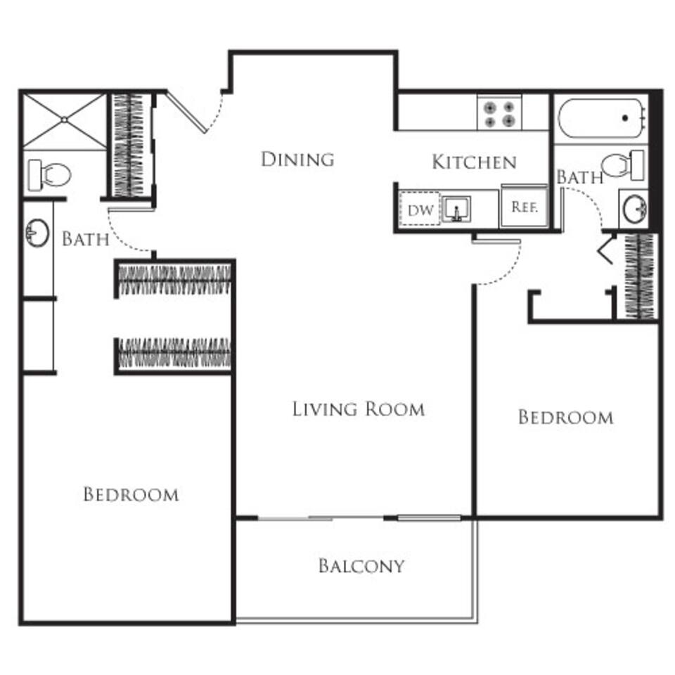 Floorplan diagram for 2 Bedroom C, showing 2 bedroom
