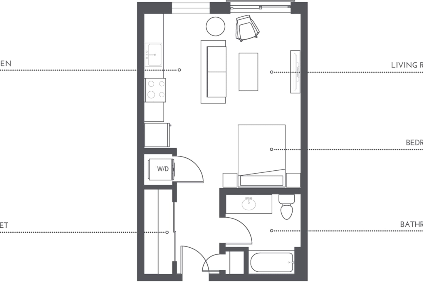 Floorplan diagram for S1, showing Studio