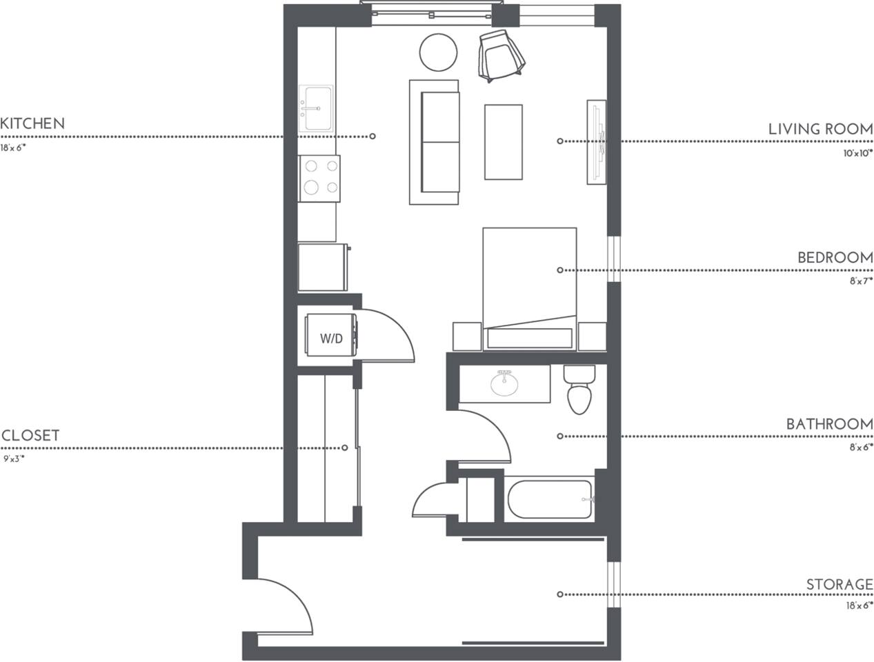 Floorplan diagram for S1.2, showing Studio