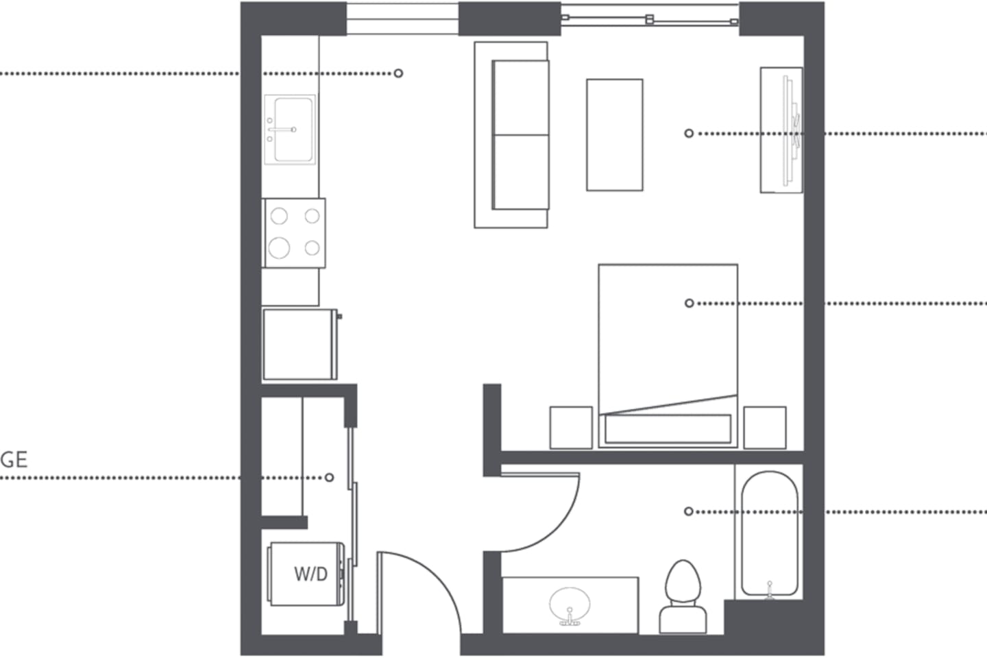 Floorplan diagram for S2, showing Studio