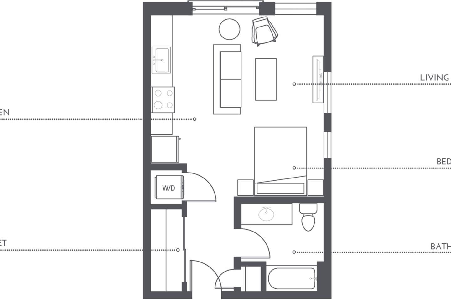 Floorplan diagram for S1.1, showing Studio