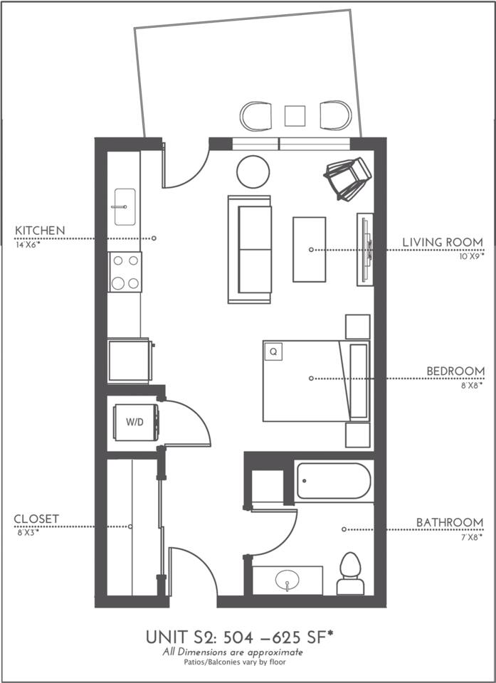 Floorplan diagram for S2, showing Studio