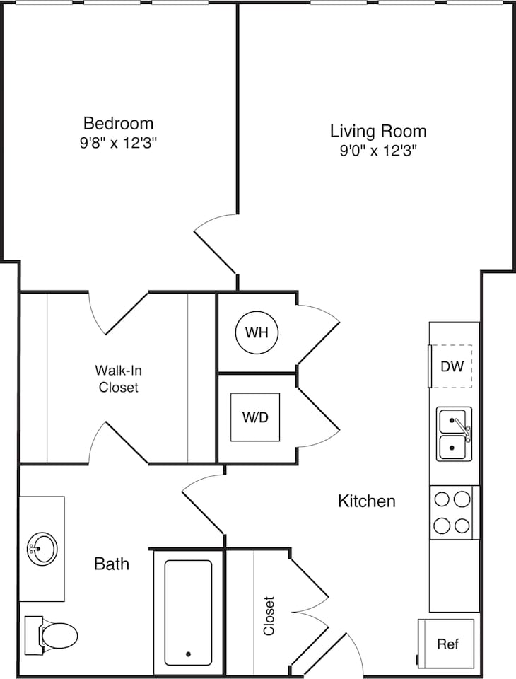 Floorplan diagram for A1, showing 1 bedroom