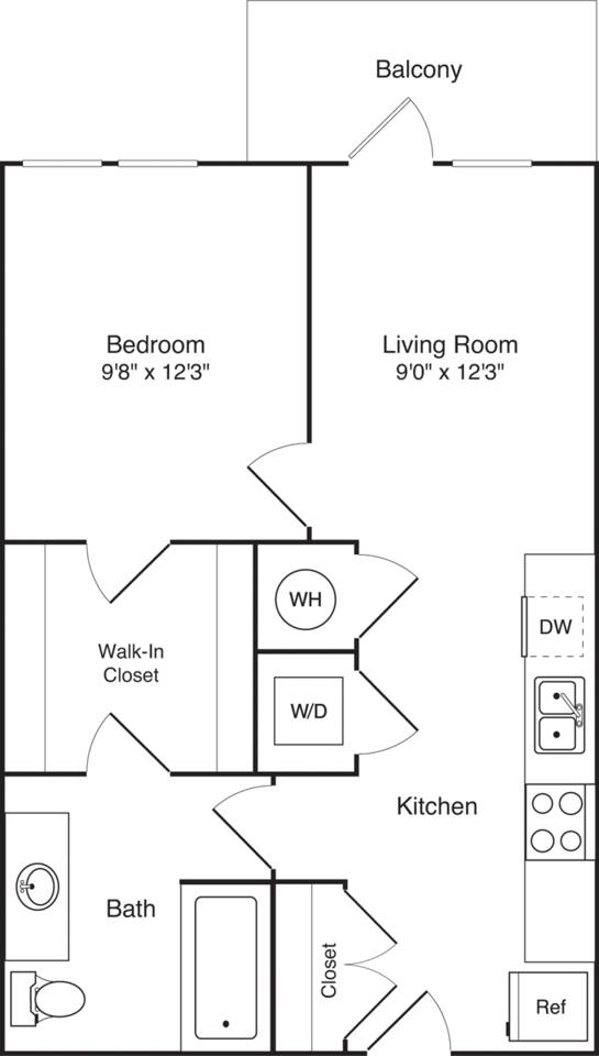 Floorplan diagram for A2, showing 1 bedroom