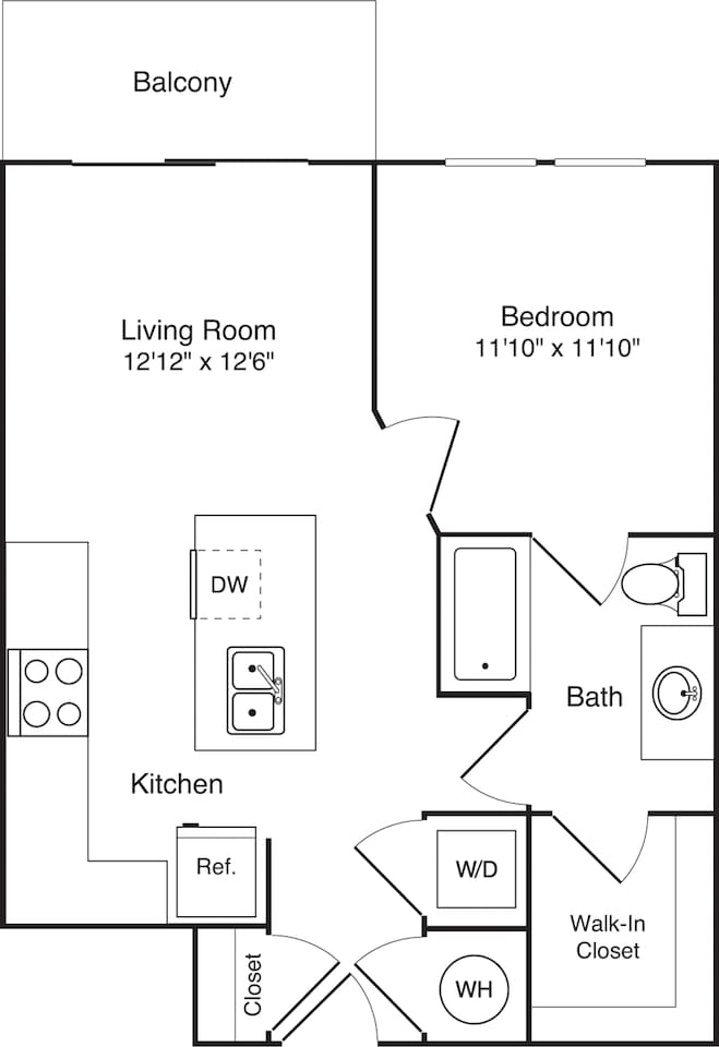 Floorplan diagram for A4, showing 1 bedroom