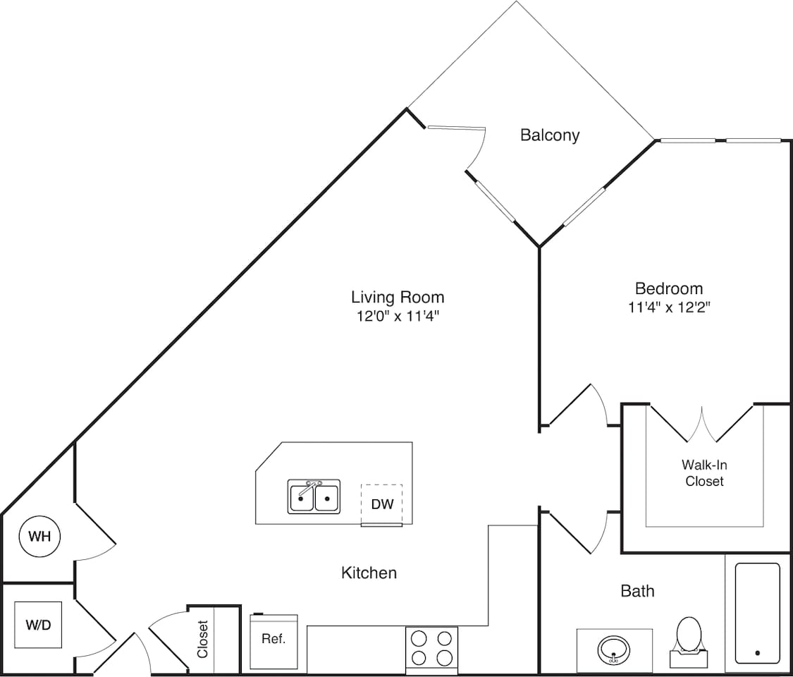 Floorplan diagram for A5, showing 1 bedroom