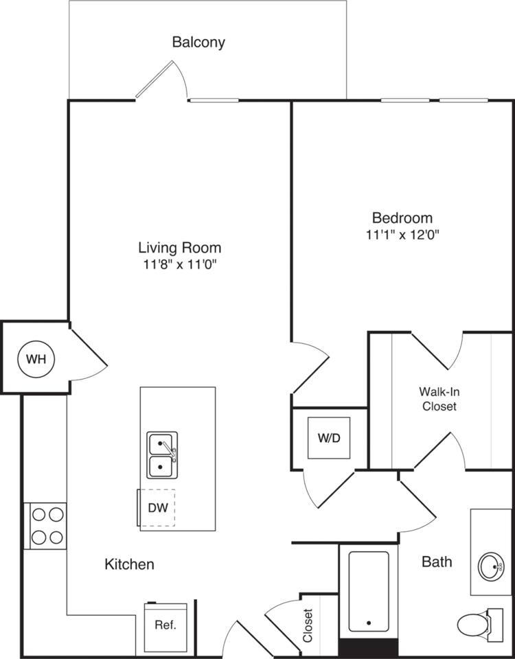 Floorplan diagram for A6, showing 1 bedroom