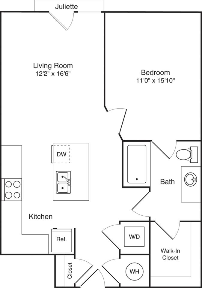 Floorplan diagram for A8, showing 1 bedroom