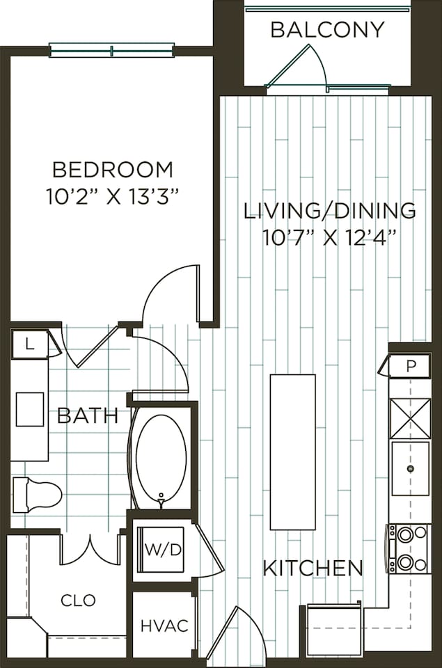 Floorplan diagram for A1, showing 1 bedroom