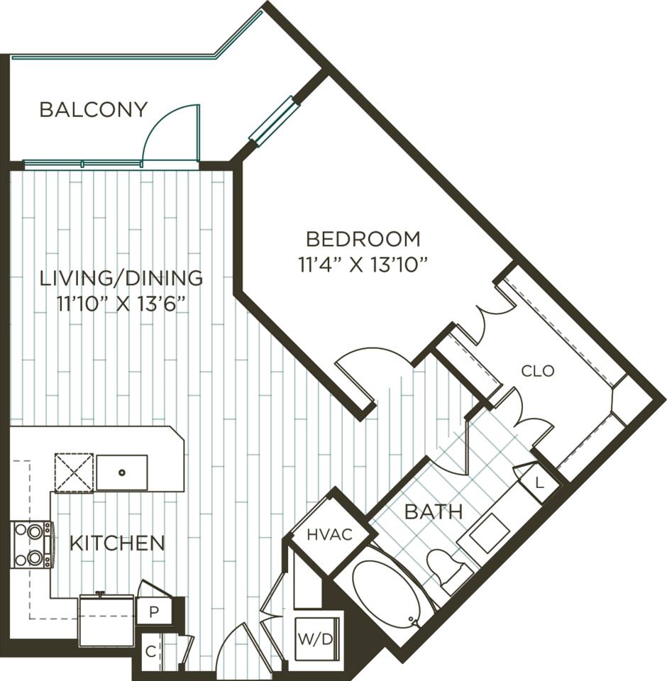 Floorplan diagram for A4, showing 1 bedroom