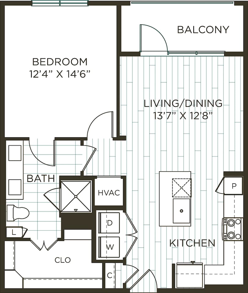 Floorplan diagram for A5, showing 1 bedroom