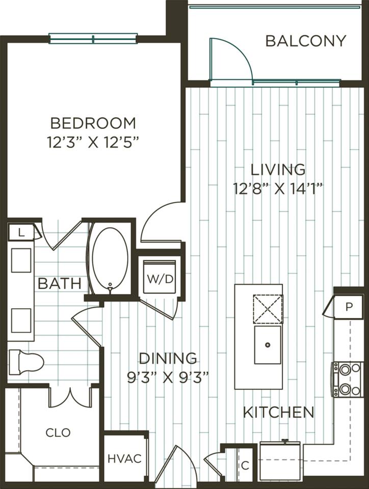 Floorplan diagram for A6, showing 1 bedroom