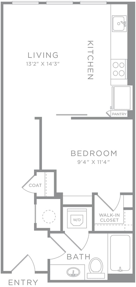 Floorplan diagram for A1, showing 1 bedroom