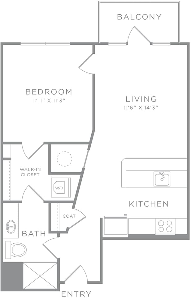 Floorplan diagram for A3, showing 1 bedroom