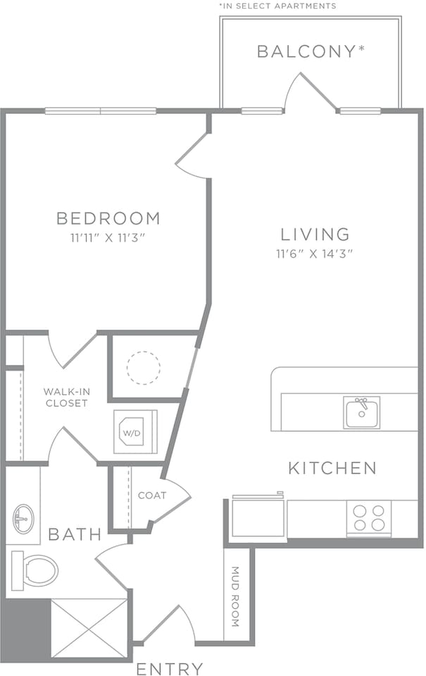 Floorplan diagram for A5.1, showing 1 bedroom