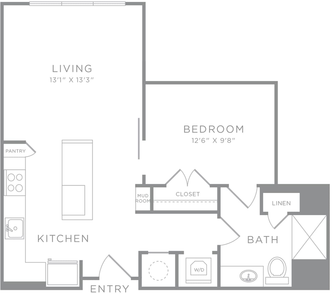 Floorplan diagram for A8, showing 1 bedroom