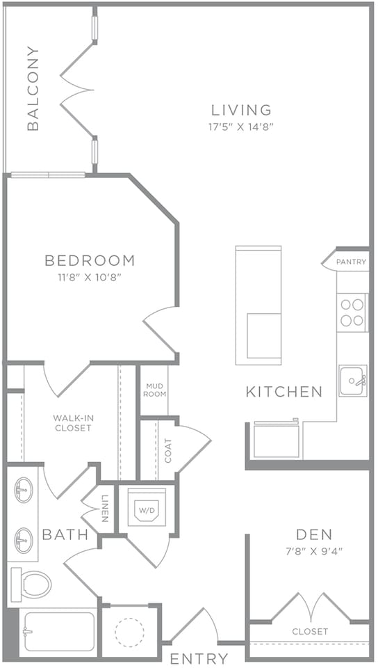 Floorplan diagram for A11, showing 1 bedroom