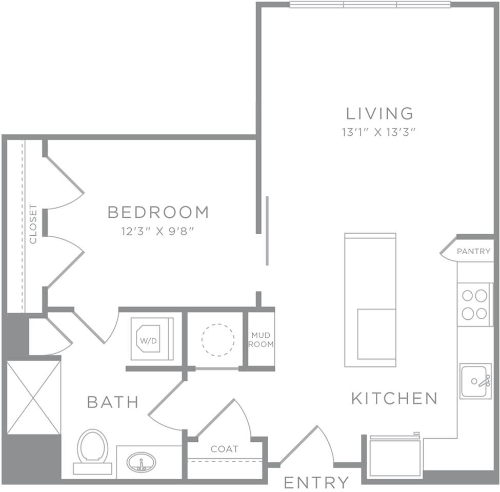 Floorplan diagram for A5, showing 1 bedroom