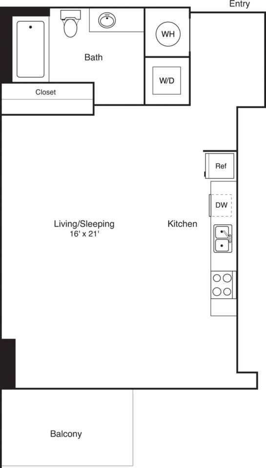 Floorplan diagram for S1, showing Studio