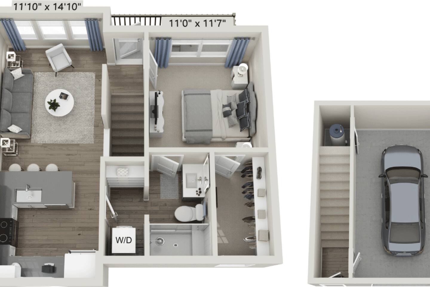 Floorplan diagram for Vista-Carriage Home TH, showing 1 bedroom