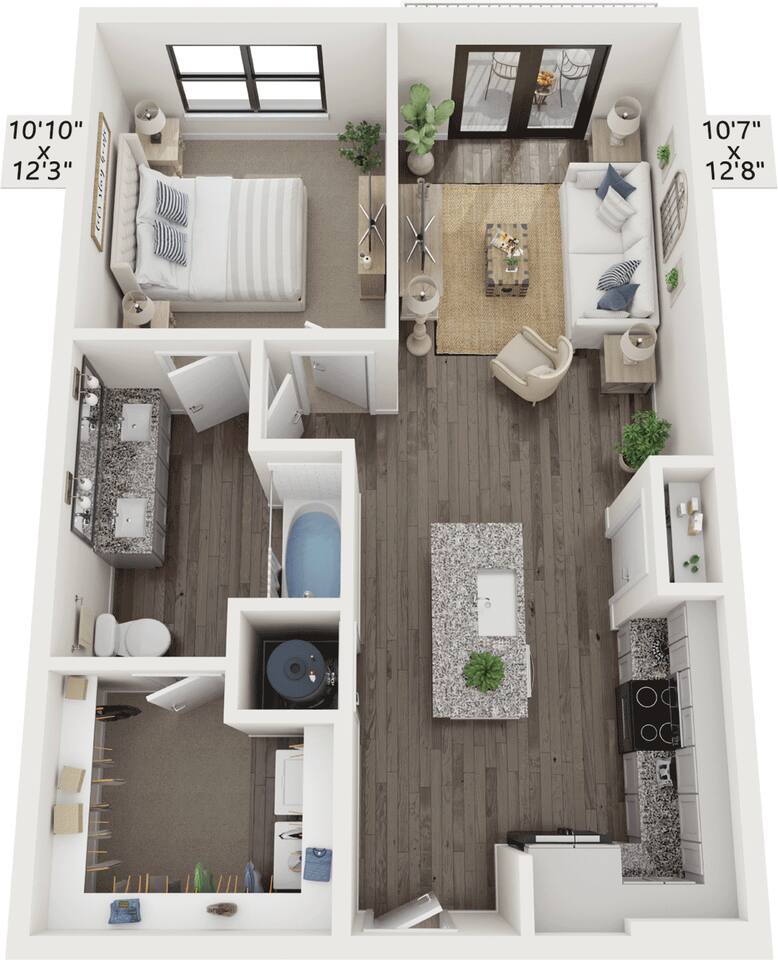 Floorplan diagram for A1, showing 1 bedroom