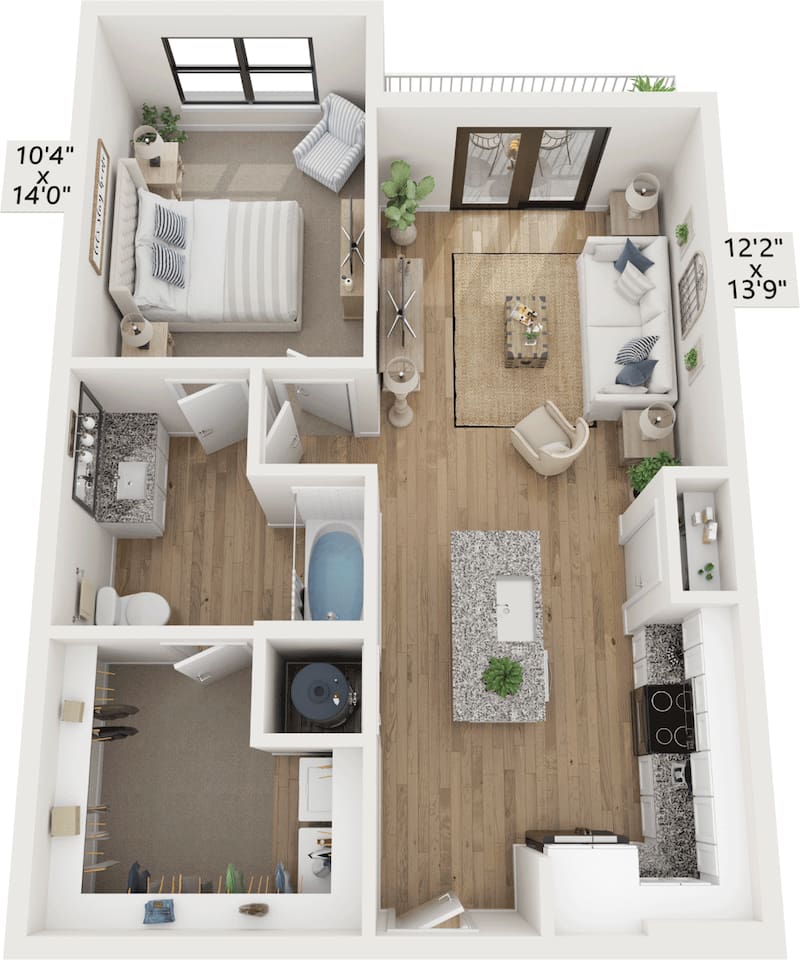 Floorplan diagram for A2, showing 1 bedroom