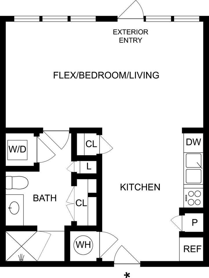 Floorplan diagram for A1ELW, showing 1 bedroom