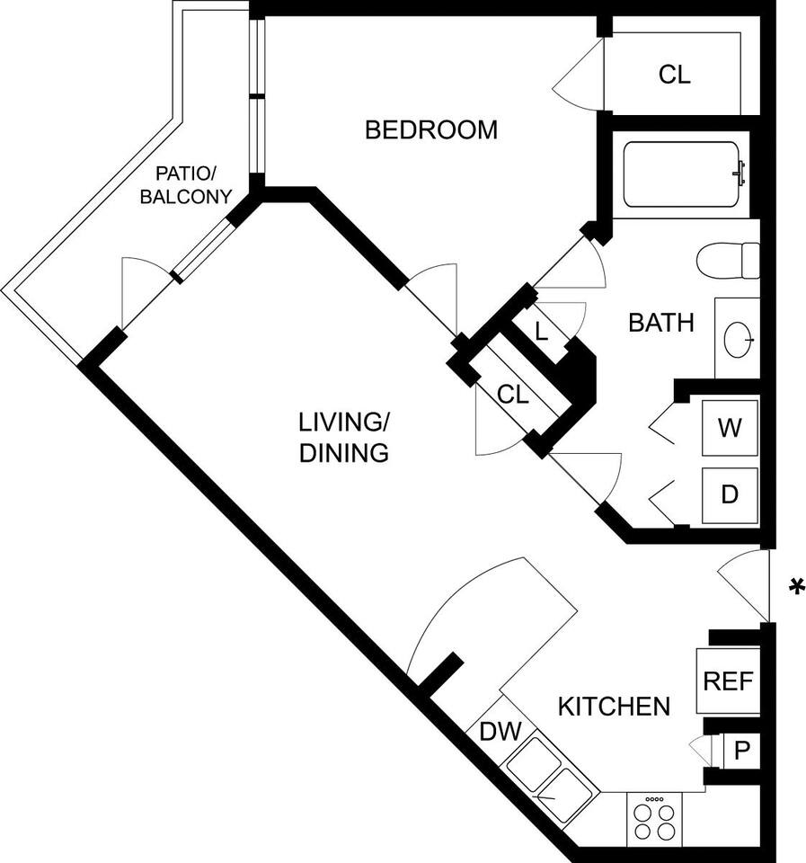 Floorplan diagram for A1N, showing 1 bedroom